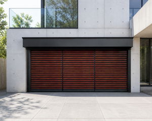 Puerta de <span class=keywords><strong>Garaje</strong></span> de Aluminio con Efecto Madera, Puerta Rápida Espiral Turbo, Persiana Enrollable para Villa Moderna - Product Image 1