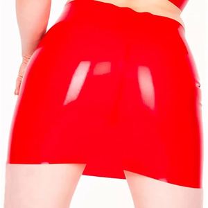 レッドセックスボンデージレディーススーツラテックスフェチキャットスーツラテックスミニスカート - Product Image 2