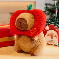 Nouvelle Peluche Capybara en Fourrure de Rat d'Eau pour Noël - Décoration de Noël, Cadeau Festif, Poupée Transfrontalière