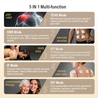 Appareil de stimulation musculaire TENS numérique 5 en 1 à double canal pour soulager la sciatique, les douleurs au cou, aux épaules et au dos
