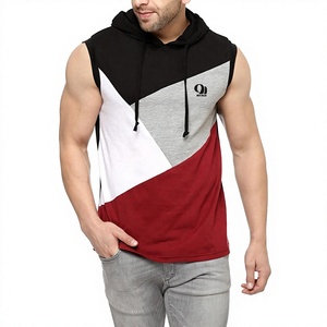 100% Cotton Solid Knitted Eco-Friendly Hooded Sleeveless Winter Hoodies Men Breathable Windproof Comfortable Customizable Gym - Product Image 1