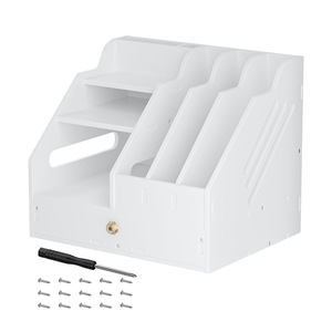OY-PVC Double <b>Drawer</b> File Holder With <b>Drawers</b> 3 Floors Desktop Storage Organizer For Office Document Management - Product Image 1