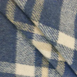 100% 폴리 에스터 플란넬 패브릭 도매 레트로 닦았 격자 무늬 가을 겨울 셔츠 정장 패션 패브릭