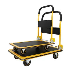 Factory Steel Platform Cart For Transport Industrial Folding Trolley For Warehouse And Hotel