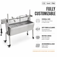 Barbecue à charbon rotatif automatique en acier inoxydable à hauteur réglable sur 9 niveaux, pour rôtir des animaux entiers, 88-116 cm, moteur CE pour extérieur