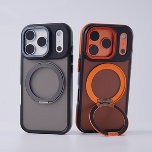 เคสโทรศัพท์แม่เหล็กแบบด้านคุณภาพสูงสำหรับ iPhone 17 12 13 14 15 16 Pro Max พร้อมการปกป้อง 360 องศา °   ฝาครอบป้องกันแบบมีขาตั้ง - Product Image 1