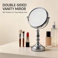 Double Sided Swivel Round Vanity Mirror 3X/5X Magnifying Custom Logo Personalized Metal Bracket Contemporary Home Office Decor