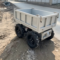 Chariot de jardin électrique 4x4 sans balais en acier, capacité 1100 lb, avec batterie 48V, benne motorisée pour aménagement paysager