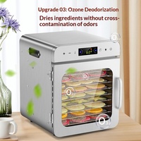 Déshydrateur alimentaire rotatif pour fruits, légumes et viandes, séchage à l'air, pour usage domestique et commercial - Construction en acier inoxydable et plastique, commande tactile