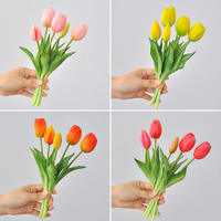 Bouquet de tulipes en caoutchouc effet naturel 25 cm – Composition florale artificielle longue durée pour vase, décoration maison, mariage, anniversaire