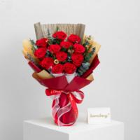 Lovebay Fertiger Ewiger Rosenstrauß Rote Rosen Konservierter Blumenstrauß für Valentinstag Einzelhandel Geschenkeladen Feiertagsgeschenk
