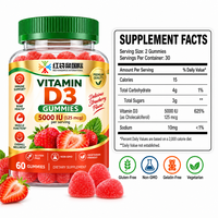 Nutrition Quotidienne pour les Vendeurs E-commerce aux États-Unis et en Europe – Complément Alimentaire OEM Marque Privée – Gommes de Vitamine D3 Saveur Fraise – 60 Unités
