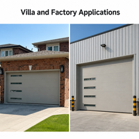 Porte de garage automatique à enroulement en aluminium avec panneaux gris clair et quatre fenêtres étroites pour projets de villas et d'usines