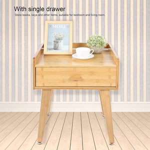 Table <span class=keywords><strong>de</strong></span> chevet moderne avec 1 tiroir, table d'appoint <span class=keywords><strong>de</strong></span> rangement pour chambre à coucher et salon - Product Image 2