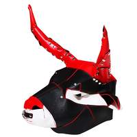 BDSM Bondage Cuir Métal Capuche de vache intégrale pour la tête Jouet sexuel Bondage pour couples Noir Rouge Étanche Jeu SM
