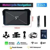 Pantalla Táctil Inteligente de 5'' para Motocicleta con Carplay Inalámbrico, Navegación Multimedia y Conexión a Teléfono, Reproductor MP5 Portátil a Prueba de Agua IP67