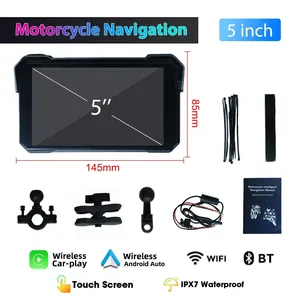Xe Máy Carplay Không Dây Đa Phương Tiện Navigation Điện Thoại Liên Kết Thông Minh Màn Hình Cảm Ứng 5 ''Hiển Thị Xách Tay MP5 Máy Nghe Nhạc IP67 Không Thấm Nước - Product Image 6
