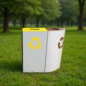 Cestino per la Raccolta Differenziata Media Luna 35 L Marrone per Uso Esterno - Product Image 3
