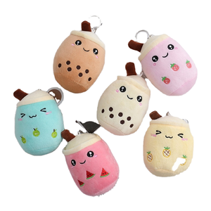 New 4-inch Pearl Milk Tea Cup Mini Boba Plush Toy Doll Bag Accessories Keychain Milk Tae Shop Small Gift