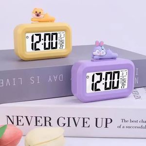 <b>LED</b> Electronic Smart Cartoon Digital Alarm <b>Clock</b> LCD Display Snooze Function Battery Operated for Studying Time Management - Product Image 2