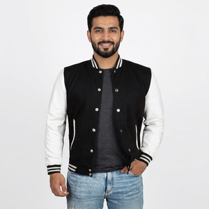 Veste universitaire sur mesure OEM avec broderie personnalisée sur les manches, veste de baseball Letterman pour hommes - Product Image 1