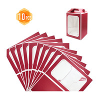 Boîte d'emballage pour poupées sur mesure, rouge, avec fenêtre transparente, finition mate, doublure en mousse, poignée et option cadre photo