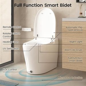 WC intelligent en céramique monobloc haut de gamme avec siège chauffant, chasse d'eau automatique, télécommande et garantie de 10 ans - Product Image 4