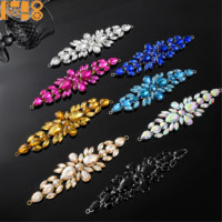 Appliques à coudre en strass de cristal brillant, motif floral en chaîne lâche, pour chaussures, maillots de bain, robes de soirée, sacs et vêtements