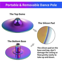 Tube de danse Multicolore Amovible Statique et Spinning Dance Pole 45MM Hauteur Réglable 2235 à 2745mm Stripper Pole