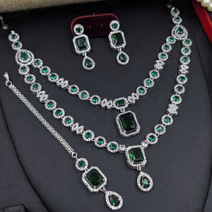 Collier fantaisie avec boucles d'oreilles AD Drop Set de bijoux Collection de bijoux 2025 Produit en vrac fait main - Product Image 1