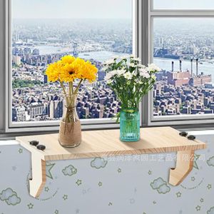 Wooden Window Sill Shelf Natural Color <b>Wall</b> Mounted Storage Rack For Indoor Decor And Plant <b>Display</b> - Product Image 1