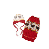 Ensemble de chandails tricotés de Noël, chaud et doux, avec bonnet à pompon pour l'hiver, pour chiens et chats de petite et moyenne taille, vêtements pour animaux de compagnie, bonnet pour animaux.