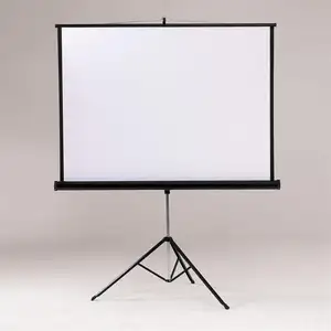 TELON 100" 120" 150" 16:9 Format Retractable Matte White Tripod Projector Screen with Floor Stand Bracket