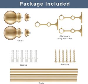 Có thể điều chỉnh 1-inch đôi thanh rèm với bóng finials vàng hiện đại kim loại khung thiết lập cho Windows 28-144 inch cho cửa sổ - Product Image 6