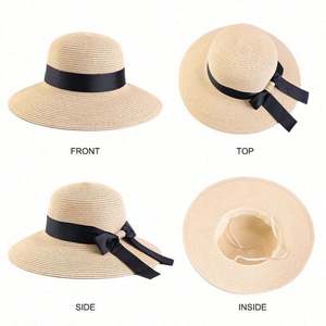 Chapeaux Bob Femme à Large Bord en Paille Respirante avec Lien, Broderie 3D, Idéaux pour l'Été, les Voyages et la Protection Solaire en Extérieur – Vente en Gros - Product Image 2
