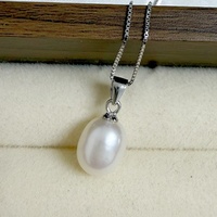 Ensemble de perles d'eau douce 8 mm AAA, forme goutte et riz, plaqué or, chaîne en argent 925, 45 cm, ensemble de bijoux en perles blanches