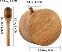 Pot à sel ou à épices en bambou forme ronde, en bois, boîte de rangement de cuisine avec couvercle, ustensile de cuisine