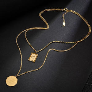 الكورية نمط V على شكل طبقة مزدوجة التيتانيوم الصلب عقد ذهب النساء الفاخرة كريستال الماس طويلة رقيقة سلسلة قصيرة تصل إلى عظمة الترقوة قلادة - Product Image 6