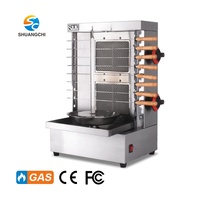 Nouvelle machine à kebab au gaz GPL automatique rotative à deux brûleurs en acier inoxydable commerciale pour shawarma, poulet, viande de dinde
