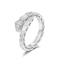 Bague Serpent Brossé en Argent Sterling S925 avec Moissanite, Plaqué Or 14K, Bijoux Femme, En Stock, Logo Personnalisé, Faible MOQ