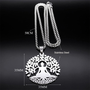 Collar con Colgante de Árbol de la Vida y Buda en Cadena de Acero Inoxidable, Joyería Budista Espiritual de Yoga para Hombres y Mujeres - Product Image 5