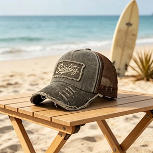 Korean-style Fine-check Striped Logo Patchwork 100% Cotton 6-Panel Soft-<b>top</b> Baseball Cap Vintage Washed Trucker Hat Fresh - Product Image 3