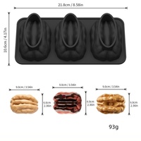 Moule à gâteau en silicone 3 pièces motif noix et pistache, 3 pouces, résistant au four, forme irrégulière, emballé individuellement, pour chocolat et pâtisserie
