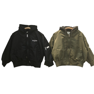 2024 automne et hiver enfants américains deux manteaux à capuche garçons et filles beaux blousons aviateur vestes de baseball - Product Image 1