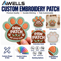 Patch brodé personnalisé en forme de patte, style animalier, appliqué pour vêtements, sacs, chapeaux et accessoires pour animaux AWELLS