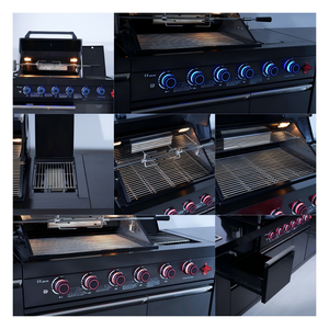 Îlot de <span class=keywords><strong>barbecue</strong></span> à gaz 6 brûleurs direct usine avec brûleur latéral et réfrigérateur, cuisine extérieure en SUS304 pour fumer et cuisiner au <span class=keywords><strong>barbecue</strong></span> - Product Image 4