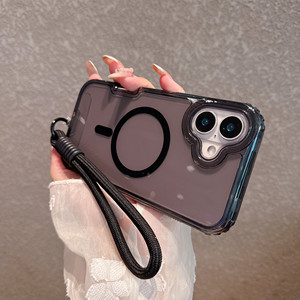 Clair PC + TPU Armure Téléphone étui pour <span class=keywords><strong>iphone</strong></span> <span class=keywords><strong>13</strong></span> 14 15 16 <span class=keywords><strong>Pro</strong></span> <span class=keywords><strong>Max</strong></span> Sans Fil De Charge Magnétique Dragonne Bracelet Antichoc Couverture - Product Image 4