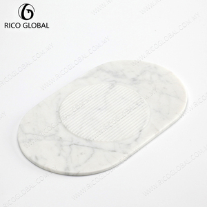 Planches à découper en marbre blanc minimalistes, assiettes plates, accessoires de cuisine, marque OEM, modèle PL-014A-CARA, fabriqué en Malaisie - Product Image 3