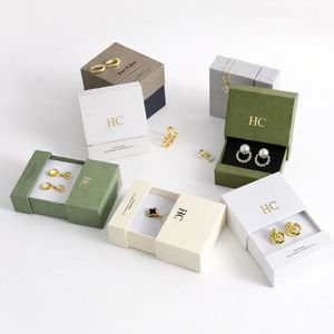 Boîte à bijoux vintage de luxe avec tiroir, présentoir à bijoux avec insert en éponge, estampage à chaud, logo personnalisé pour l'emballage de bijoux de marque - Product Image 6