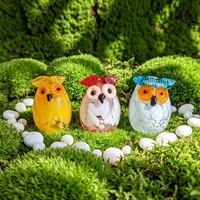 Figurine d'hibou en verre de Murano faite à la main, animaux colorés pour la décoration de la maison, cadeau, ornements en verre artisanal colorés